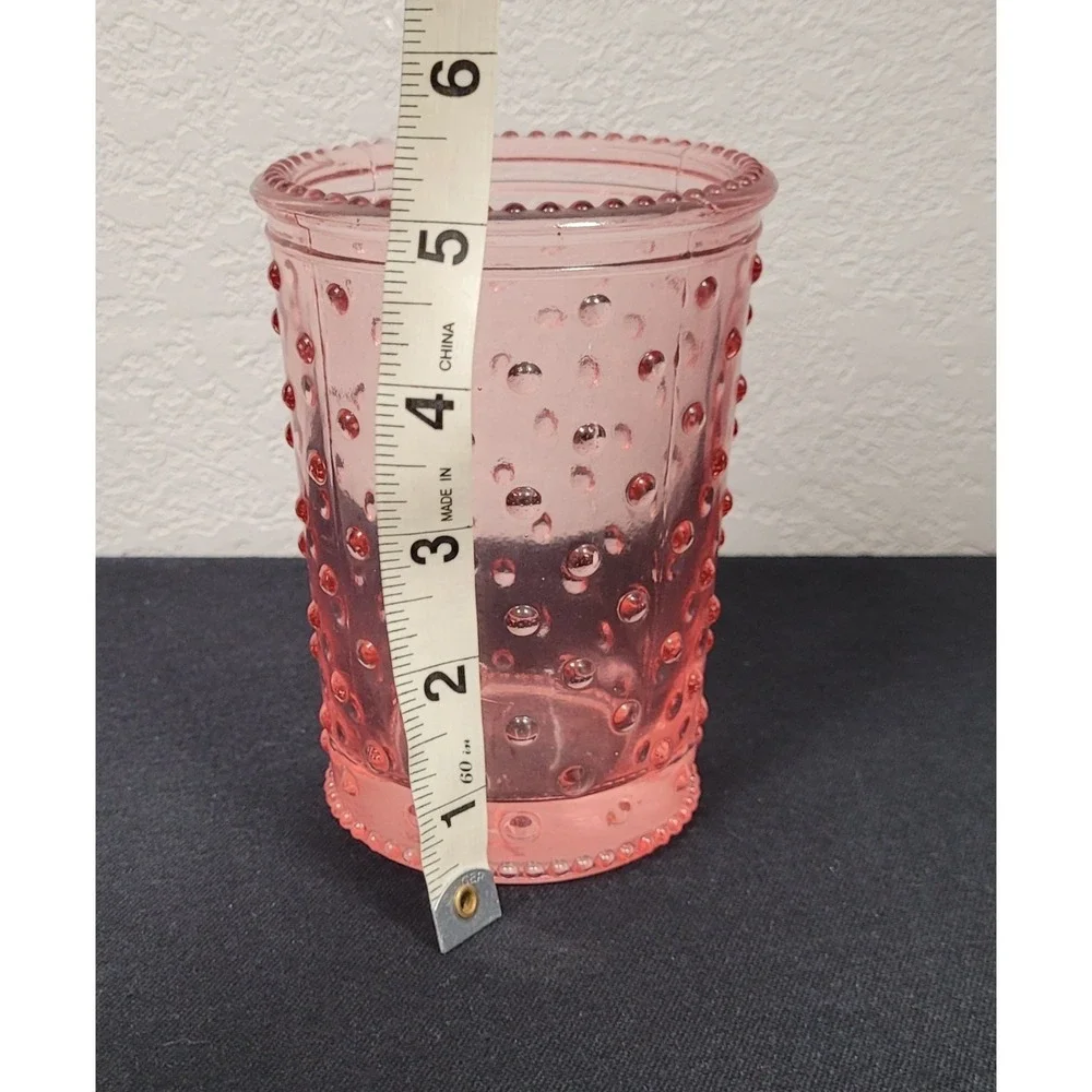 Pink Hobnail Glass Candle Holder Vase